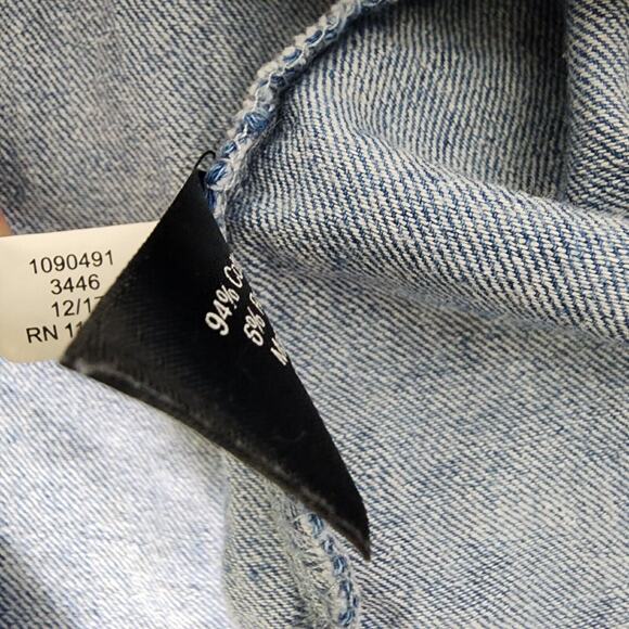 Lane Bryant Womens Top Size 22/24 Blue Peplum Light Wash Chambray Denim Tie Back - Picture 10 of 10